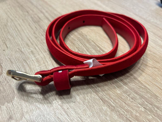 Ceinture rouge , aspect velours , boucle dorée FASHION
