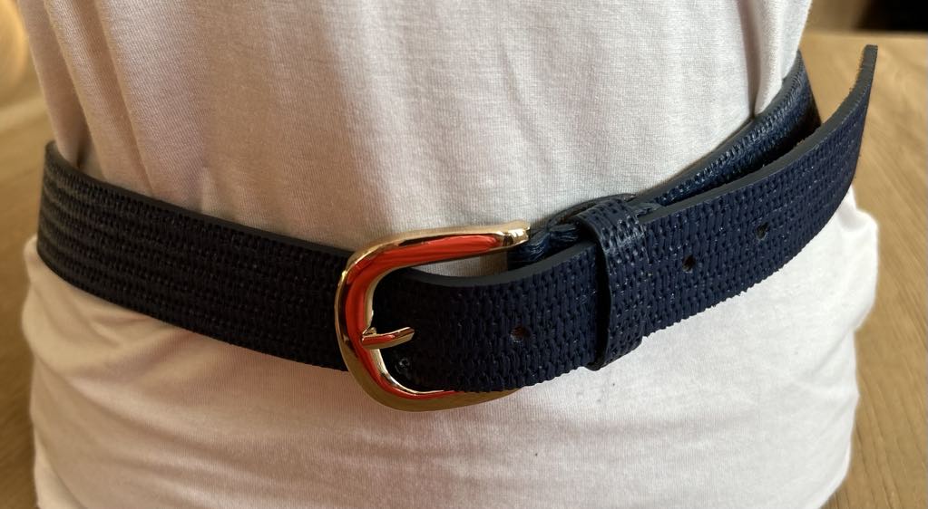Ceinture marine boucle dorée cuir Fashion