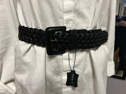 Ceinture tressée noire boucle carrée Marque Dolce C