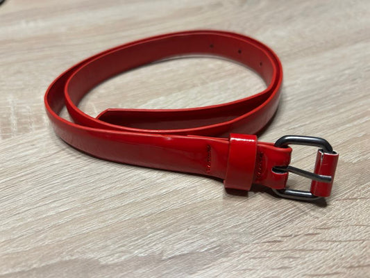 Ceinture rouge brillante , boucle vieillie avec tissus FASHION
