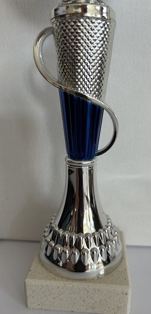Coupe, Trophée argent et bleu . H 21.5 cm