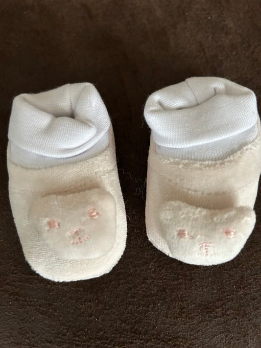 CHAUSSONS  NAISSANCE POP ART ROSE AVEC OURS
