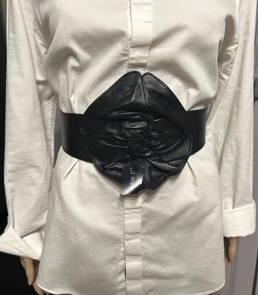 Ceinture noire large fleur DOLCE C