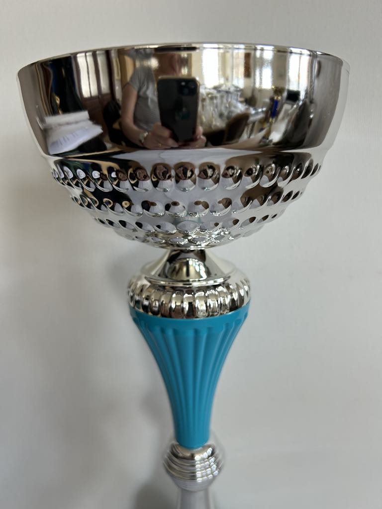 Coupe trophée argent et bleu roi disponible en 3 hauteurs