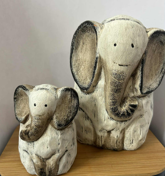 Set de 2 éléphants en plâtre (15*8.5 cm) et (9*5cm) GmbH