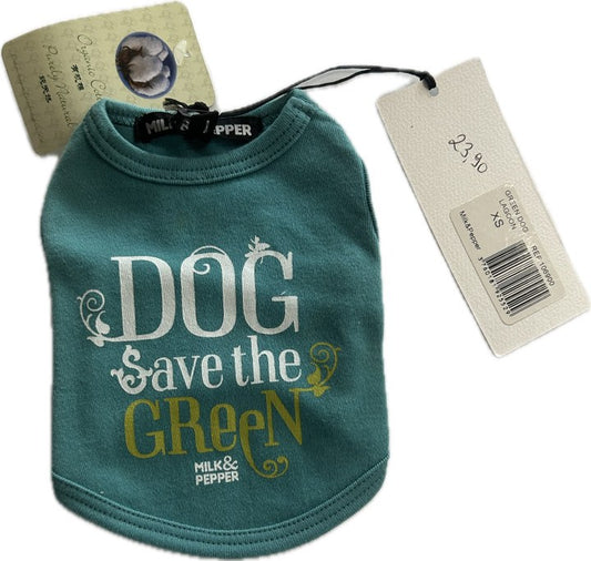 T SHIRT POUR CHIENS " DOG SAVE THE GREEN" de MILK & PEPER