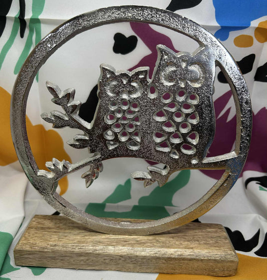 Hiboux argentés décoration animalière de GmbH (19.5 cm de diamètre)