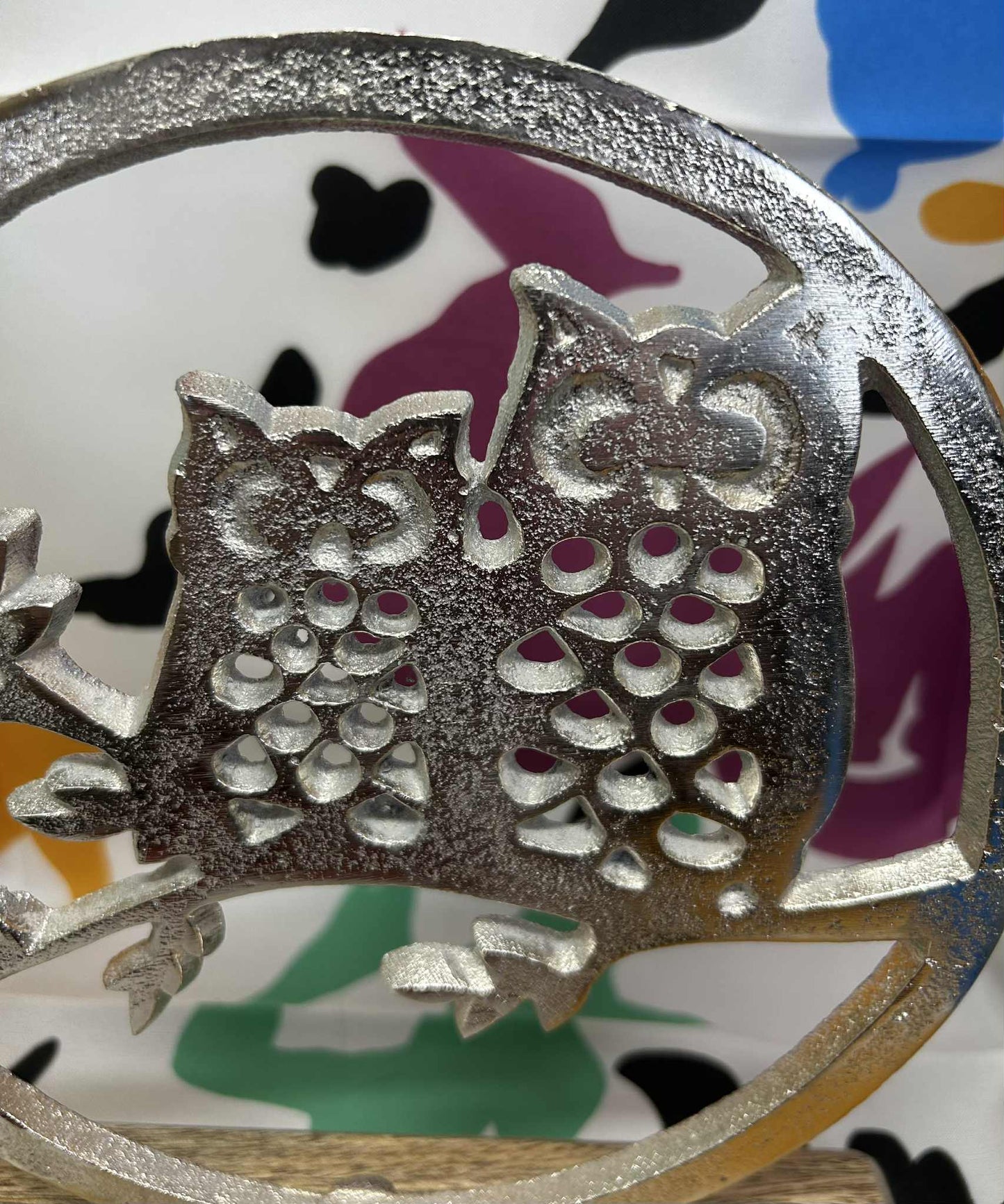 Hiboux argentés décoration animalière de GmbH (19.5 cm de diamètre)