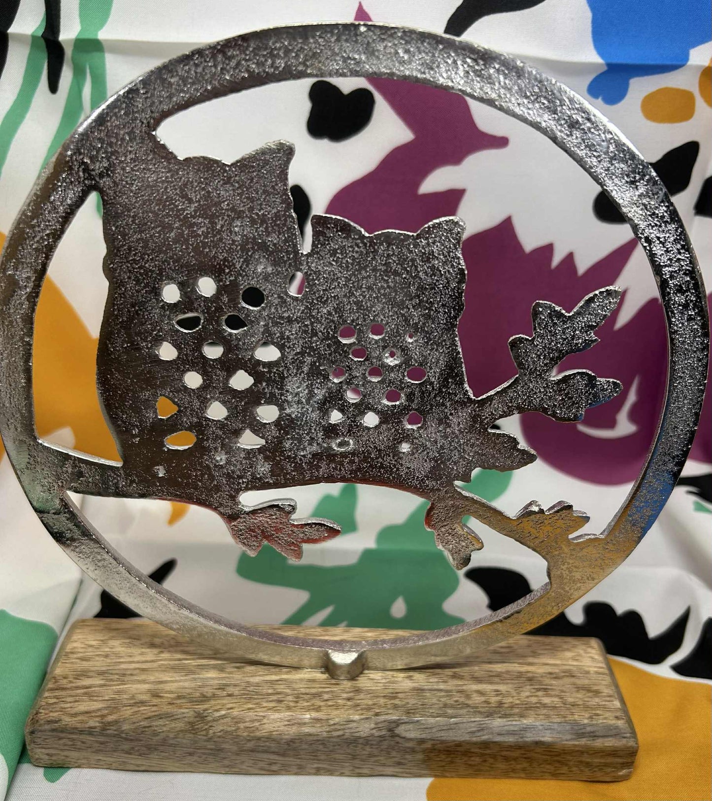 Hiboux argentés décoration animalière de GmbH (19.5 cm de diamètre)