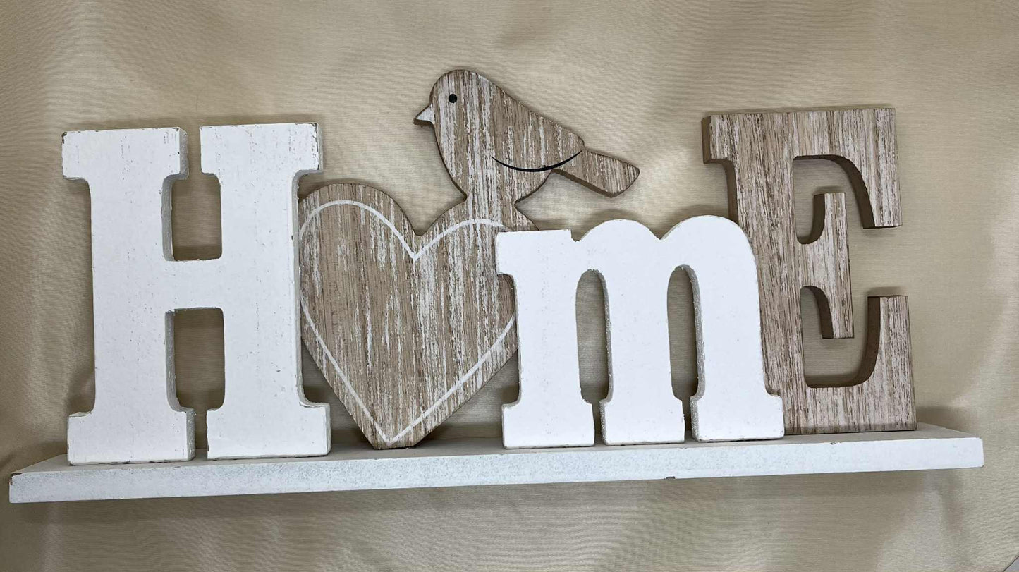 "Home" sculpté en bois et peint de GmbH (30*14cm)