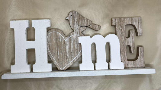 "Home" sculpté en bois et peint de GmbH (30*14cm)