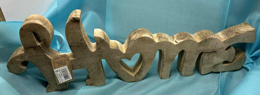 "HOME" sculpté en bois de manguier de GmbH (40*14*3cm)