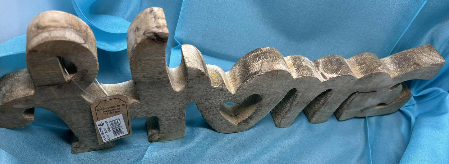 "HOME" sculpté en bois de manguier de GmbH (40*14*3cm)