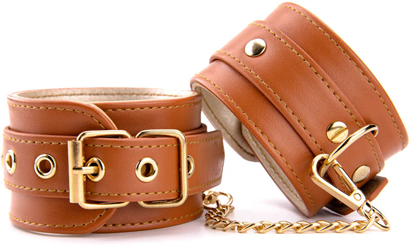 Menottes DREAMTOYS Elite couleur cognac en cuir végétarien