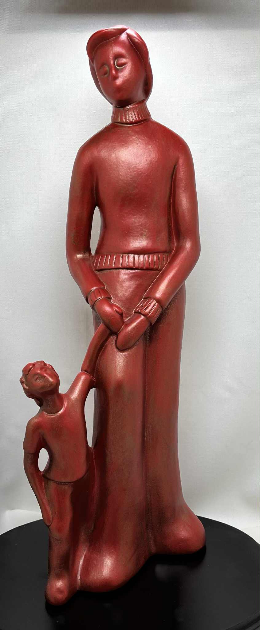 Statue anthracite "Père et Fils " de Avam collection par Tosal ( l 17+h 45+ p 10 cms)