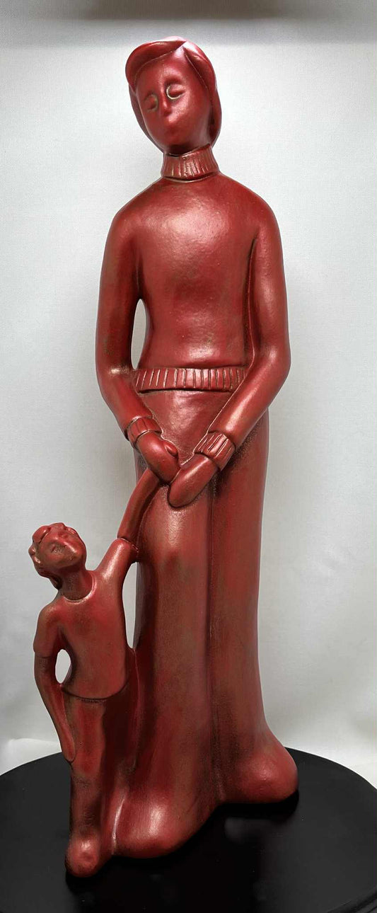 Statue anthracite "Père et Fils " de Avam collection par Tosal ( l 17+h 45+ p 10 cms)