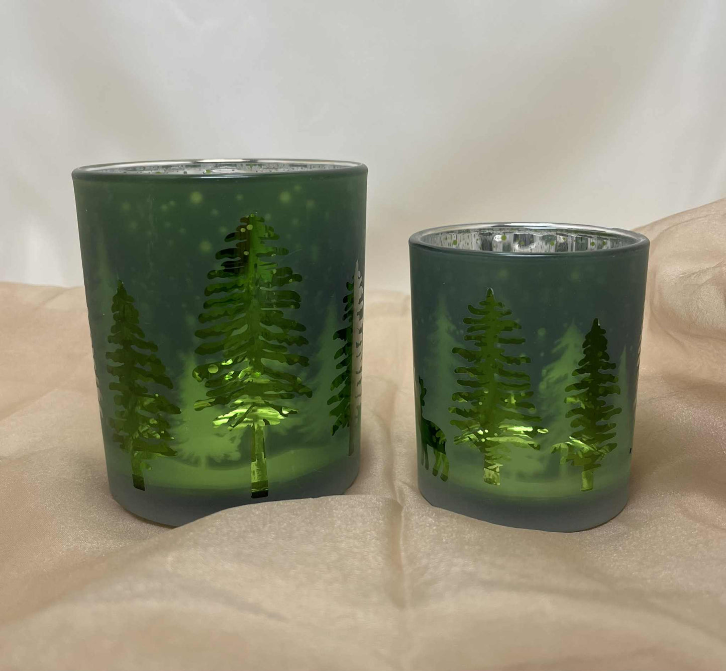 Lot de 2 photophores vert sapin de GmbH(7.5*7 et 8.5*10cm)