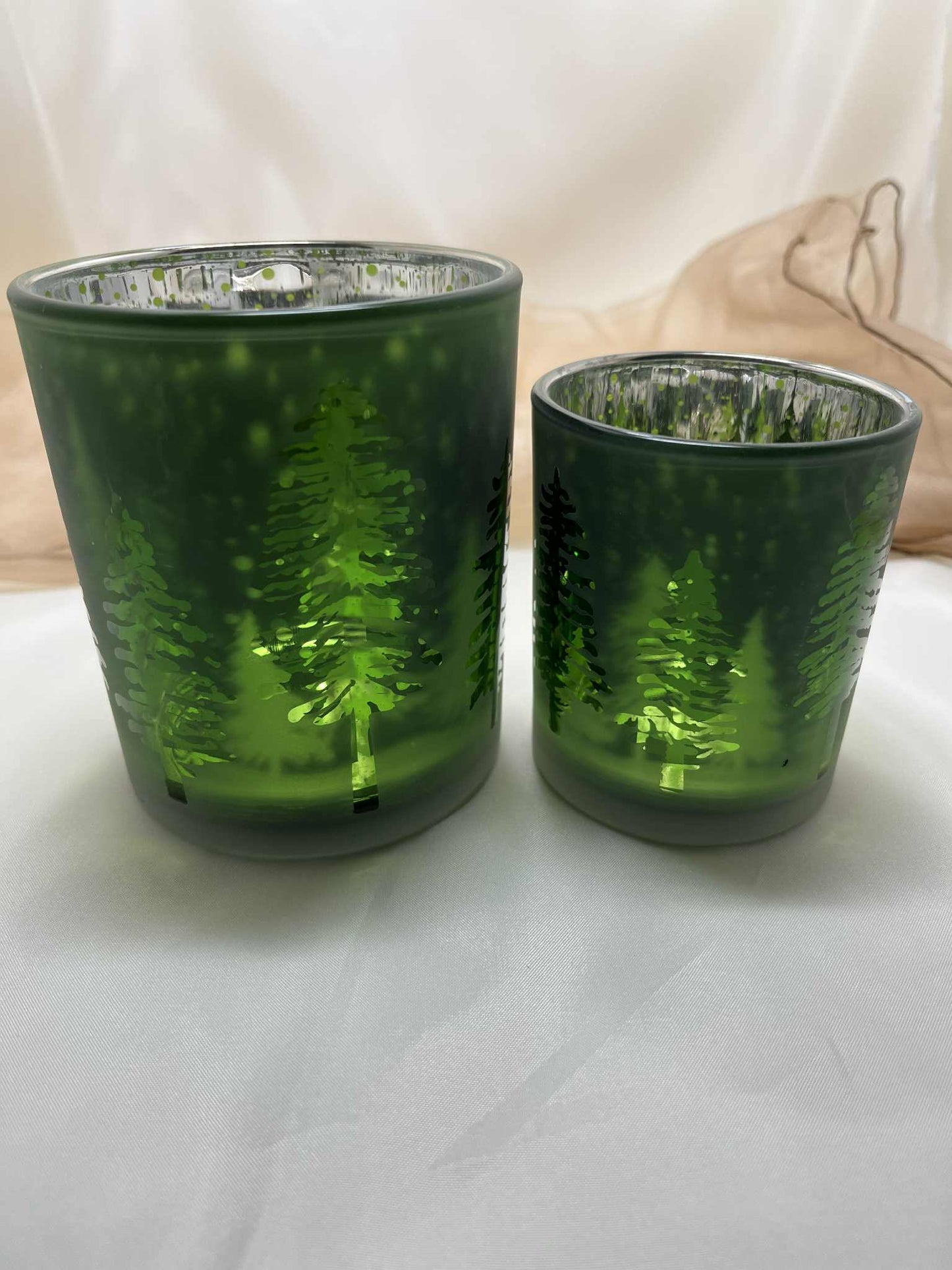 Lot de 2 photophores vert sapin de GmbH(7.5*7 et 8.5*10cm)