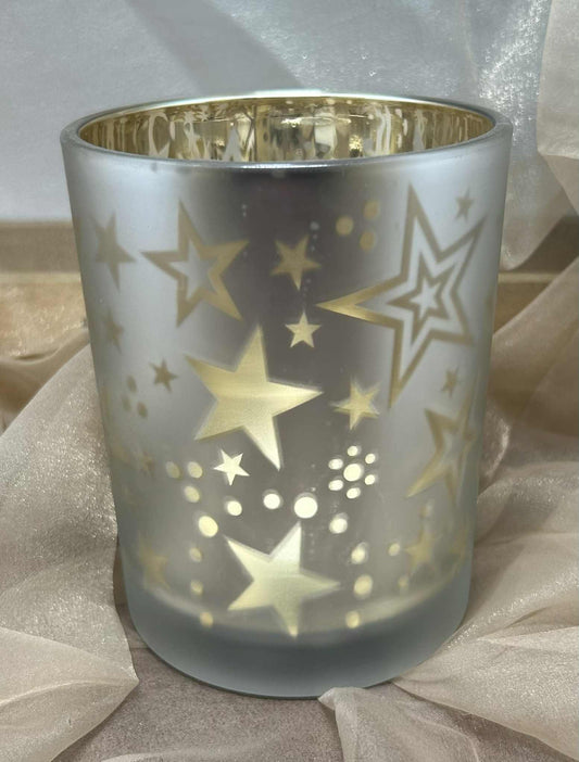Photophore étoilé en verre avec intérieur doré de GmbH (10*12*10cm)