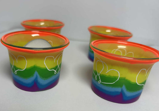 Set de 4 photophores avec bougies hauts en couleurs collection Goldbach de GmbH (6*4.5cm)