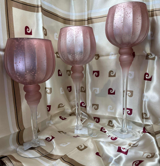 Set de 3 photophores roses de tailles différentes(40,32.5et 29cm)élégants de GmbH