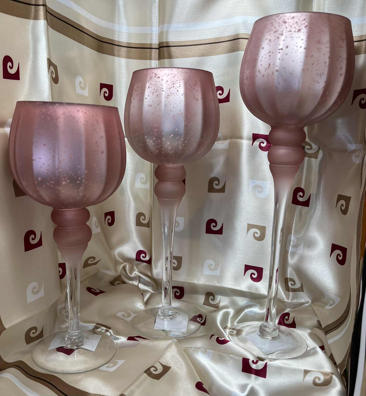 Set de 3 photophores roses de tailles différentes(40,32.5et 29cm)élégants de GmbH