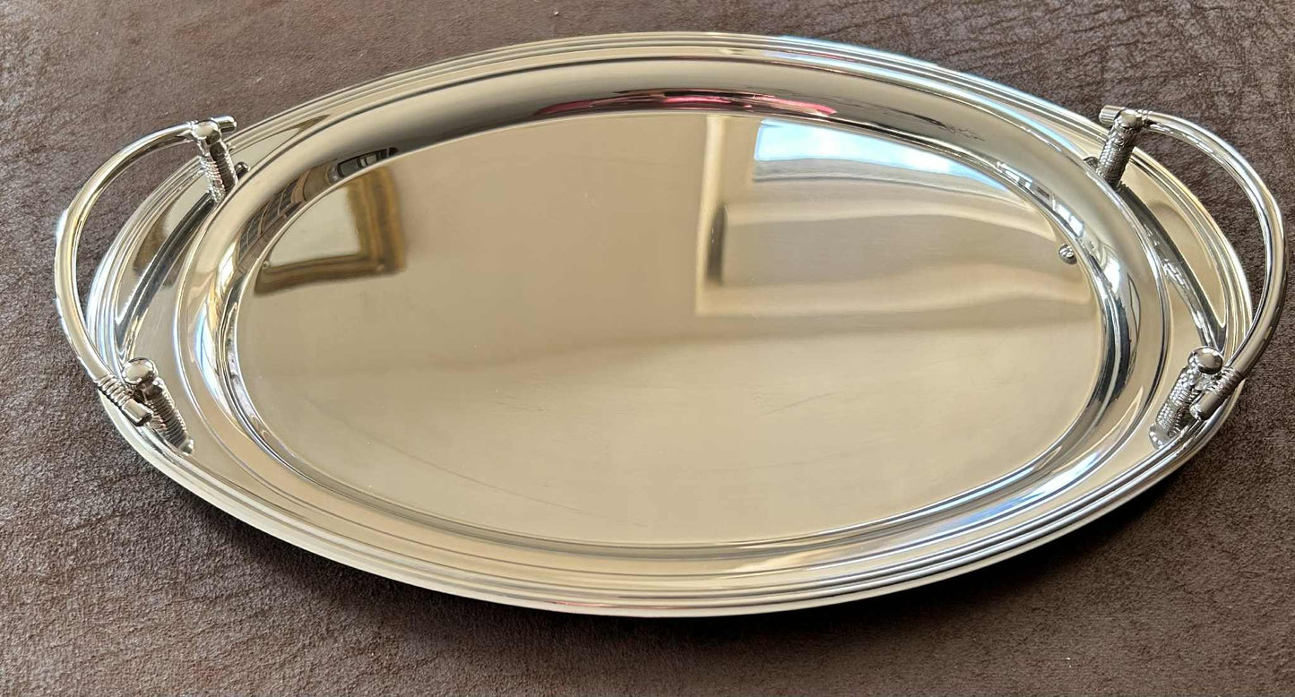 Plat de présentation oval avec poignets en inox de GmbH (46*30cm)