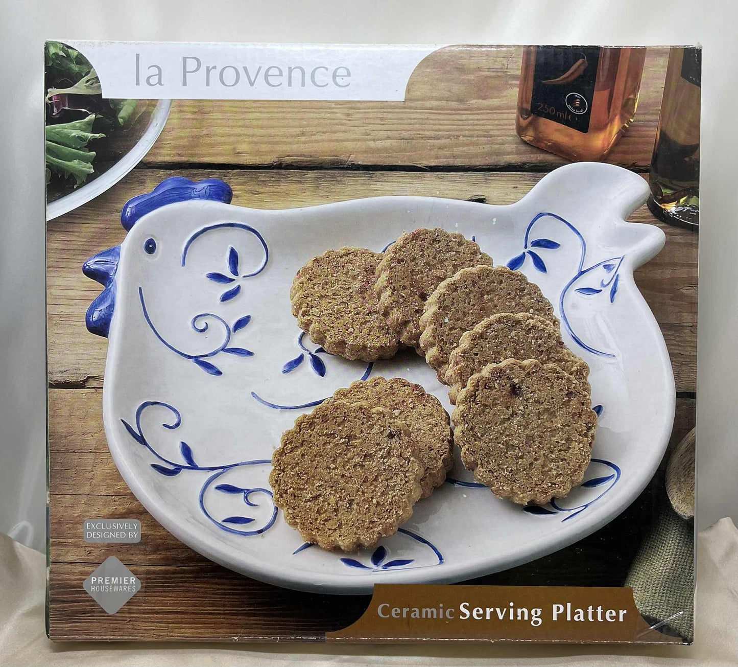 Plat plat en céramique et en forme de poule bleu et blanc de GmbH (26*24cm)