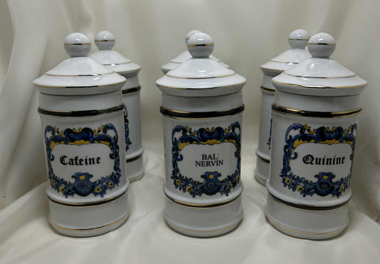 Ensemble de 6 pots à pharmacie en porcelaine de GmbH (8*18cm)