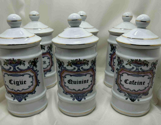 Ensemble de 6 pots à pharmacie en porcelaine de GmbH (8*18.5cm)