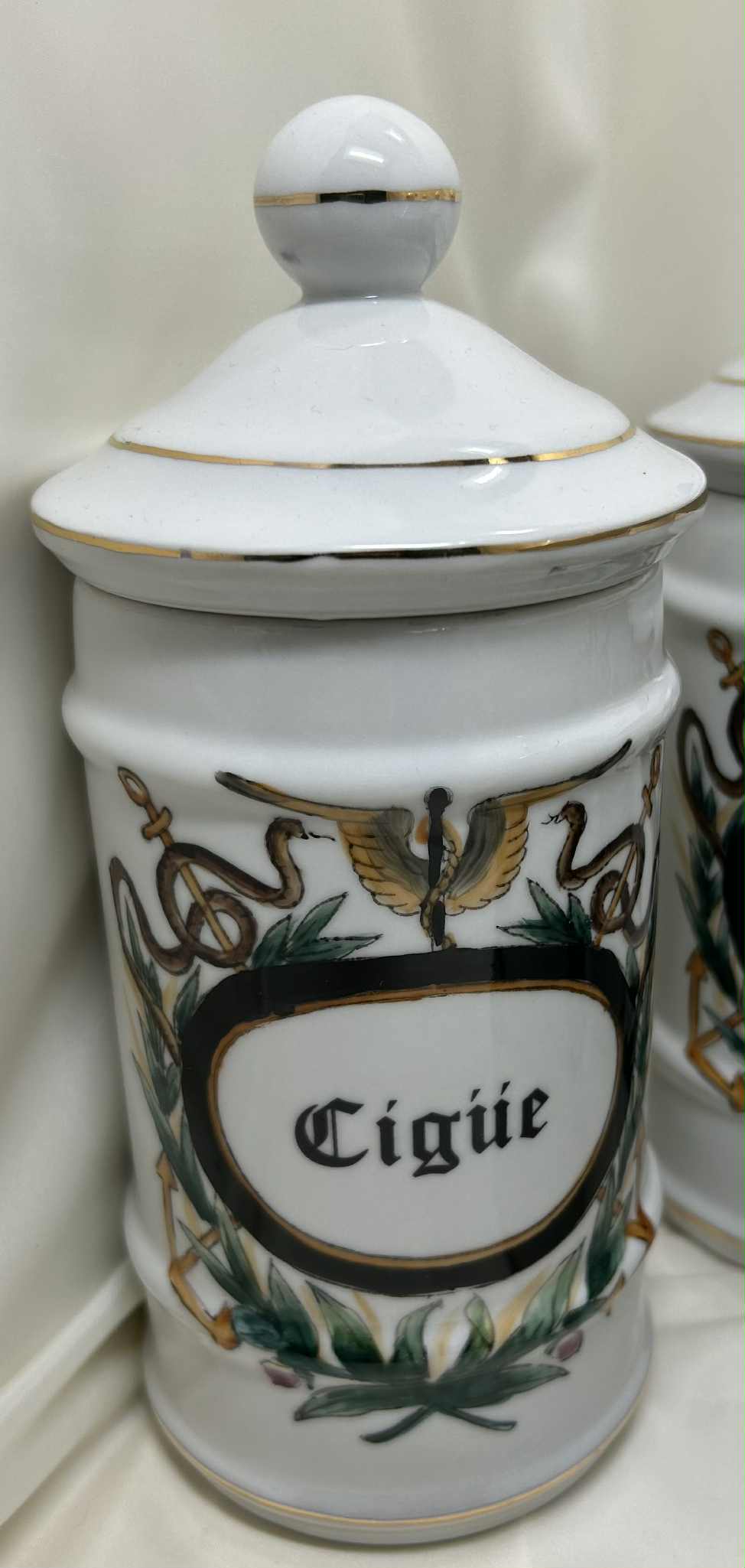 Ensemble de 5 pots à pharmacie en porcelaine de GmbH (8.5*21cm)