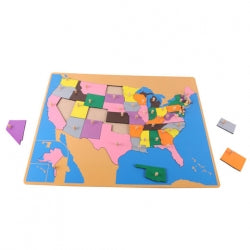 Puzzle carte des USA en bois MONTESSORI