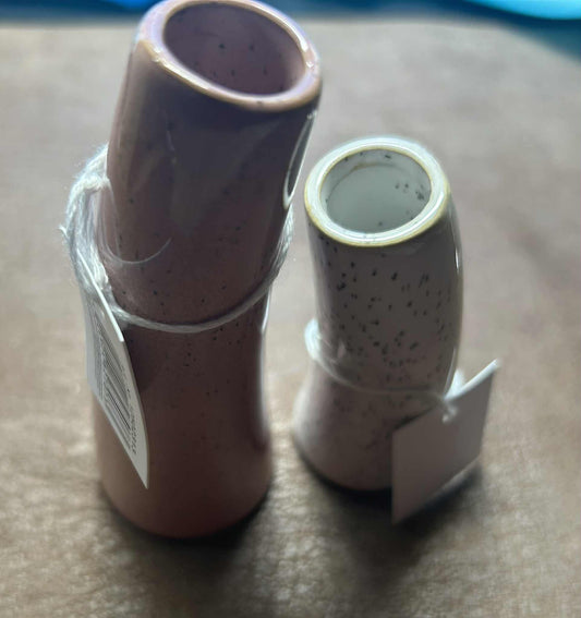 Set de 2 soliflores rose et beige en forme de défenses d'éléphant de GmbH