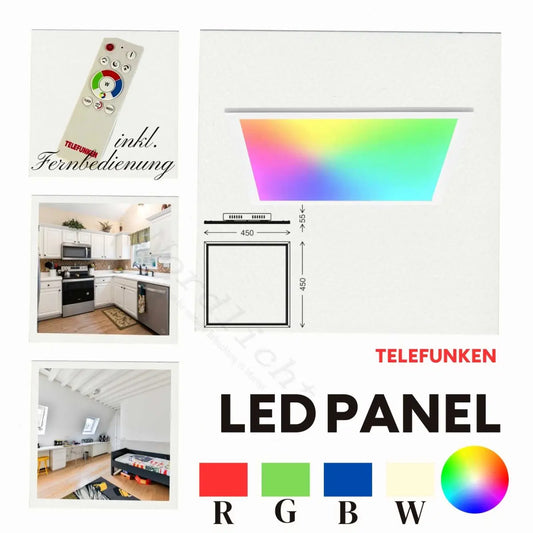 Panneau LED RGBW Telefunken 45x45 cm