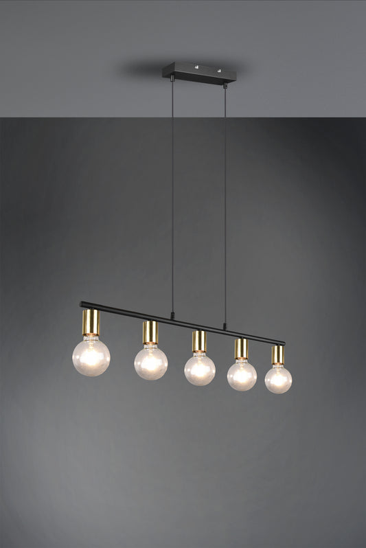 Suspension réglable en hauteur 5 spots 5-E27 TRIO VANNES .Ampoule non fournie