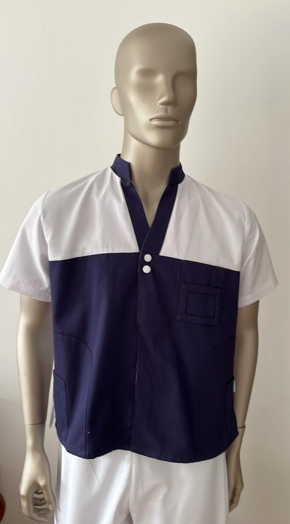 Tunique médicale à enfiler marine et blanche pour homme Taille XS NEWWORK